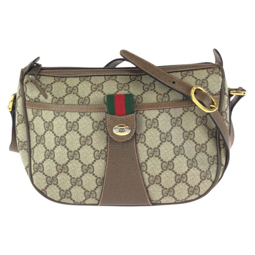 GUCCI OLD GUCCI SHERRY LINE GG SUPREME CANVAS SHOULDER BAG